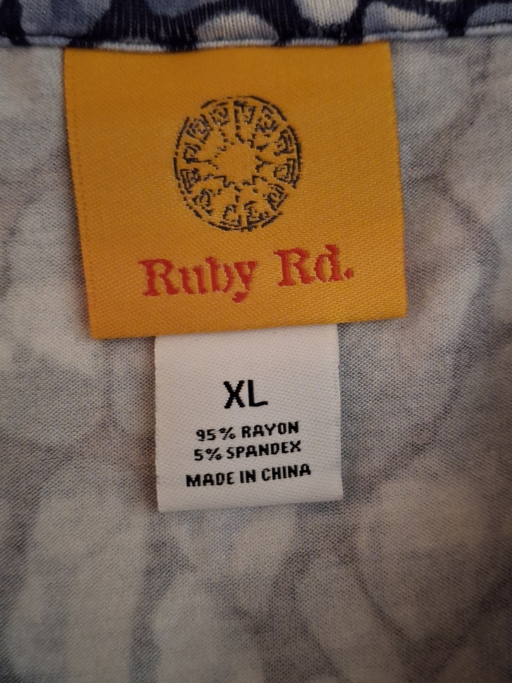 Ruby Rd. Cowl Neck Blue Patterned Women’s Top - Picture 5 of 6